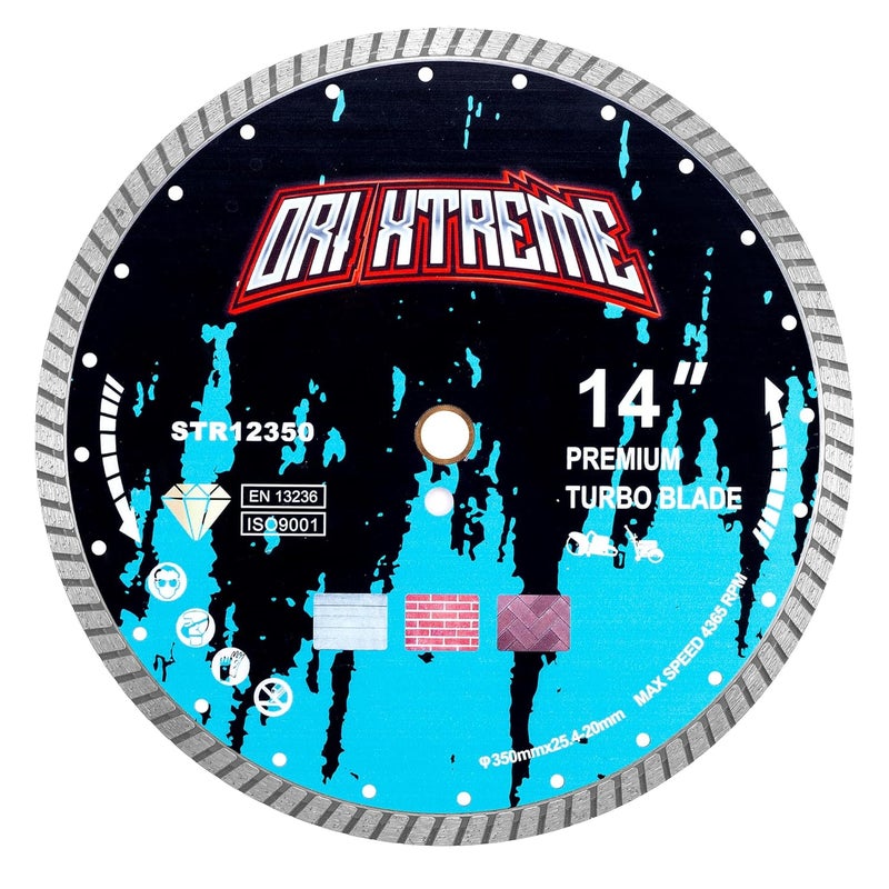 ORIXTREME 14Inch Diamond Saw Blade,Turbo Rim General Purpose Blade Dry/Wet Cutting Concrete,Reinforced Concrete, Masonry, Brick, Block,Stone 1"-20mm Arbor - Image 1